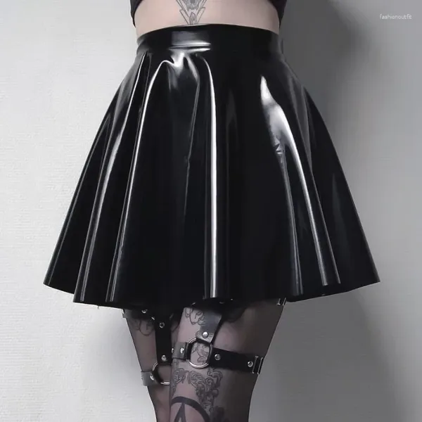 Jupes noires sexy pu courte jupe courte pour femmes 2024 mode d'été y2k féminin haute taille plini punk punk street