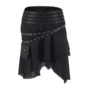 Jupes Ceinture de poche en cuir de soie noire jupes victoriennes asymétriques femmes Steampunk vêtements médiéval Cosplay jupe gothique Vintage 231023