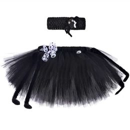 Skirts Black Spider Girls Tutu Skirt Outfit Children Halloween Costumes for Toddler Kids Tulle Skirts Girl Fluffy Fancy Tutus for Party Y240522
