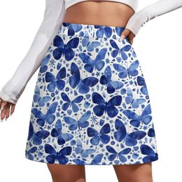 Rokken Blauwe Vlinder Rok Vrouwen Retro Bloemen Vlinders Leuke Mini Streetwear Hoge taille Custom Oversized Casual A-lijn