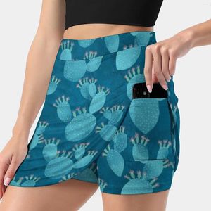 Jupes Blue Cactus Jupe pour femmes esthétique Fashion courte aquarelle succulente art botanique