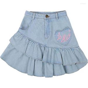 Jupes Bleu Kawaii Double Couche Mini Denim Jupe Femmes Punk Harajuku Emo Jeans Indie Esthétique Mode Coréenne Été Y2k Vêtements