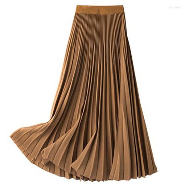 Faldas de marca para mujer, Falda plisada gruesa y cálida, longitud hasta el tobillo, cintura elástica, corte en A, paraguas denso