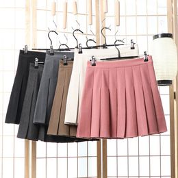 Jupes marron jupe plissée femmes taille haute a-ligne automne hiver épais laine coréen Kawaii Preppy Style noir Mini pour les filles