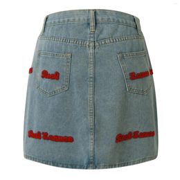 Rokken vrachtrok Damesknop Mini jeans denim met pocket lage taille dag jurk faldas para mujeres