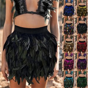 Faldas fiesta de carnaval Samba danza pluma Artificial Mini para mujeres Festival disfraces de espectáculo escénico vestidos Y2k ropa