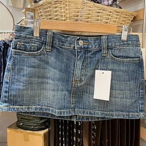 Rokken Casual Vrouwen Blauw Denim Mini Zomer Vintage Hoge Taille Zakken Aline Vrouwelijke Y2k Streetwear Slanke Bodems 230707