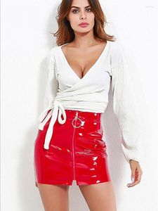 Rokken casual vrouwen sexy pu lederen zwart rood witte mini rok dames hoge taille bodycon feestje nachtclub korte lente zomer