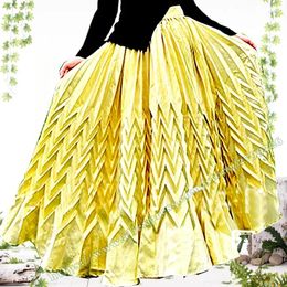 Jupes Chic et élégante jupe femme 2024 jaune femelle du métal accordéon en or accordéon tridimensionnel plissé en ligne a-ligne