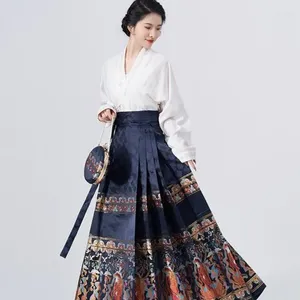 Rokken Chinese stijl rok - zomerbrokaat Ming gemaakt paardengezicht oude jurk dagelijkse Super Fairy Set