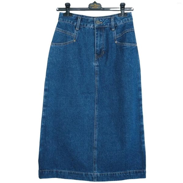 Faldas chunyin moda mujer denim midi estilo coreano femenino y2k ropa retro azul oscuro gris dama vestido de cintura alta