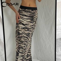 Jupes Cibbar y2k dames léopard jupe longue jupe décontractée 2000 est esthétique mince à faible hauteur