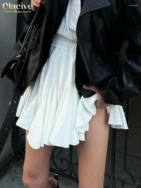 Jupes Clove Casual Loose White Women's's's 2024 Fashion High Taist Mini Elegant Classic Preed Female Clothing