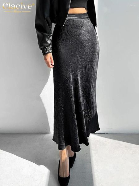 Jupes Clove Jupe de femmes en vrac en vrac 2024 Casual High Taist Midi Elegant Classic Solid Clothing Female