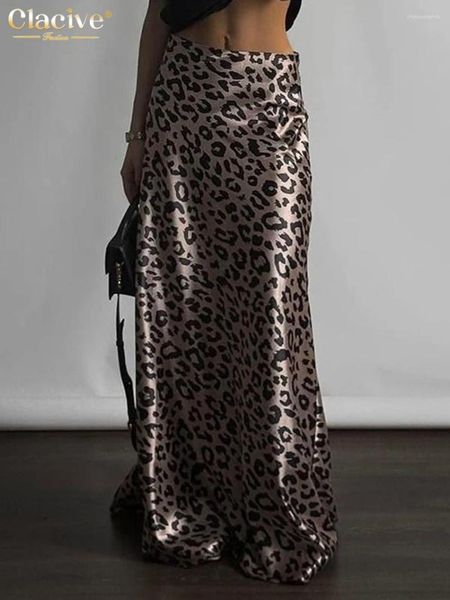 Jupes Clove Fashion Loose Leopard Print Jupe féminine 2024 Élégant taille Mid Long Vintage Classic Female Clothing