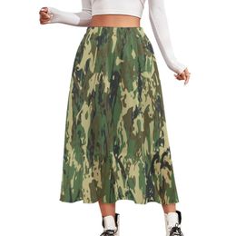 Jupes cool militaire camo jupe camouflage motif mignon boho été esthétique occasionnelle haute taille en mousseline de soie surdimensionnée 230817