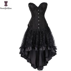 Rokken Korset Jurk Pak Bustier Top Rok Retro Vintage Cosplay Burlesque Grote maten Vrouwen Kostuum Steampunk Gorset Set Sexy Clubwear