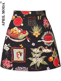 Rokken katoen y2k zomer mini -rokken vrouwen Harajuku potlood strandstreetwear vintage zwarte bloemenprint short a line rok falda corta 230420