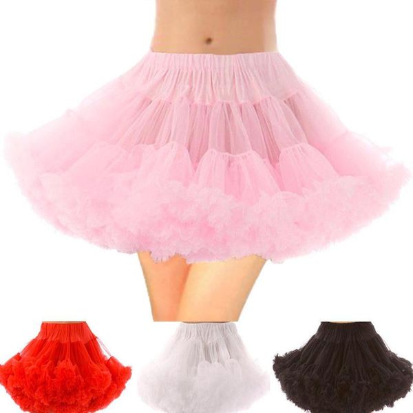 Faldas Linda enagua nupcial Vestido de novia Lolita Enagua corta Adulto Tutu Falda de tul Slips Puffy Bustle Rockabilly Party CosplaySkirts