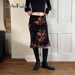 Cuteandpsycho – jupes droites à imprimé Floral esthétique, Y2K, Vintage des années 90, bas mignons pour femmes, vêtements décontractés Harajuku Chic Grunge