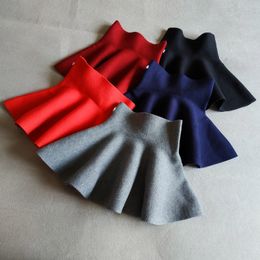 Skirts de perzik winter baby babymeisjes tutu rok kinderen mode mini geplooid gebreide peuter kinderen kleding herfst 210 jaar 221125