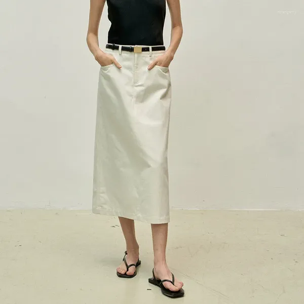 Faldas Denim A-Line Falda Primavera Verano 2024 Casual Cintura alta Midi Calidad Marca de diseñador de lujo para mujer