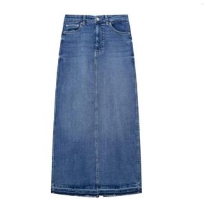 Jupes Denim Midi jupe femmes mode décontracté taille haute Chic dame femme vêtements 2023 été