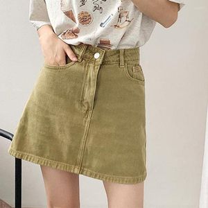 Rokken Denim korte rok Ins Wijnrood Vrouwelijke student Koreaanse zomerstijl Hoge taille Half lichaam Een woord Vintage