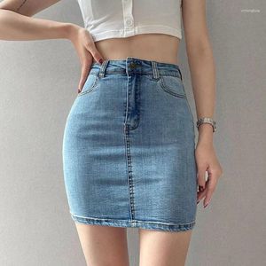 Jupes en denim jupe pour femmes y2k streetwear paquet sexy hanche mini femelle style coréen haute taille mince jean
