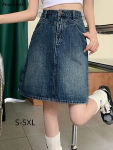 Jupes en jean pour femmes, Vintage, taille haute décontractée, ligne a, longueur aux genoux, Simple, mode, Slim, blanchi, élégant, Streetwear basique, été