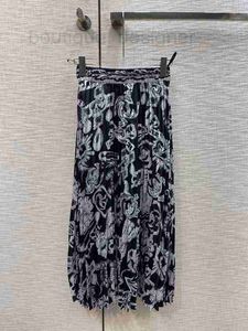 Skirts Designer 2024 Nouvelle marque de luxe Tous correspondent à la mode élégante Modèle d'impression d'arc femmes Haute taille A-Line Long Jupe 3DX4