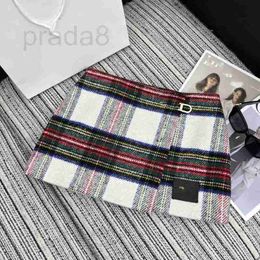 Faldas Diseñador Otoño e Invierno Nuevo Estilo Americano Carta Estampada Caliente Moda Pin Lana A Cuadros Una Línea Falda Corta G4TM