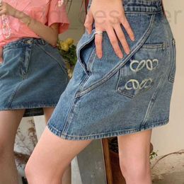 Rokken designer Basic Casual Jurken Denim rok met hoge taille en riem - Vintage blauwe Jean split voor dames Koreaanse streetwear-stijl GR0Y