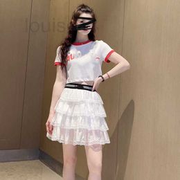 Skirts Designer Brand 24 Été Nouvelle mode polyvalente Sky Sky Silk Lace Edge plissé Cake à moitié pour les femmes GTNK