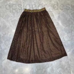 Jupes Créateur L V Printemps et été nouvelle jupe brodée de gaze couture à la taille jacquard élastique avec classique marron noir douce demi-jupe QKZ6 PQDK NAPN