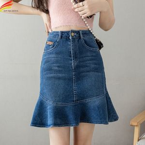 Rokken dfrcaeg zomer denim rok voor dames hoge taille midi lengte zeemeermin spijkerbroek rokken Koreaans casual plus size jupe femme 230313