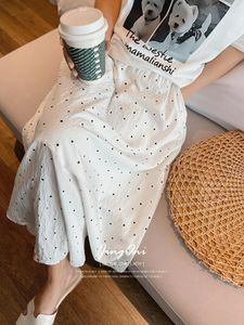 Jupes à point long jupe y2k Vêtements femme 2024 Summer Korean Fashion Style Elegant Luxury Vintage Gothic Tulle Lolita Beach White