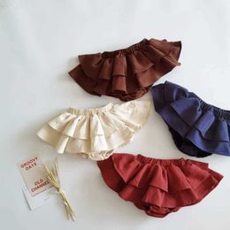 Rokken dubbele lagen ruches kanten baby rok broek zomer katoen linnen kinderen pettiskirt peuter dansen bruiloft kleding tutu rok h240425