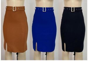 Jupes Drop Dames Haute Qualité Sexy Ceinture Noir Bleu Marron Bandage Genou Longueur Femmes Élastique Moulante Crayon Stretch