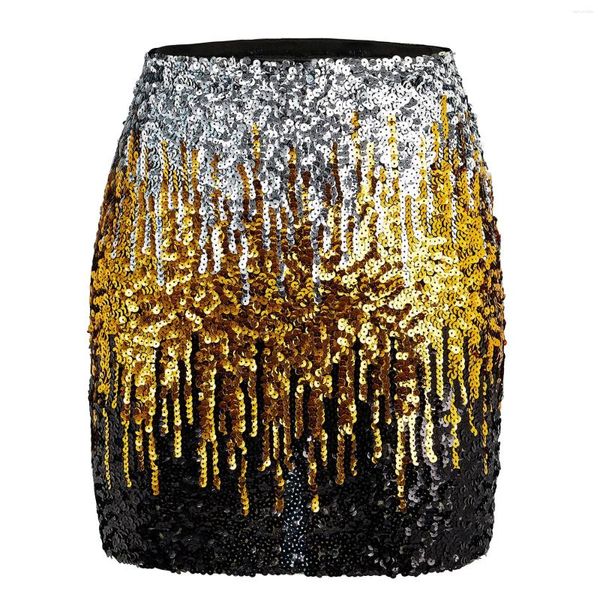 Jupes Durio Pailette Jupe Pour Femmes Glitter Court Sexy Midi Taille Élastique Party Rave Outfit