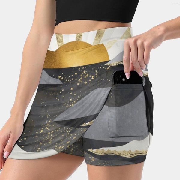 Faldas Dusk Falda para mujer Falda pantalón deportiva con bolsillo Moda Estilo coreano 4XL Puesta de sol Sol Océano Mar Agua