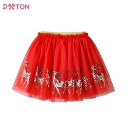 Jupes DXTON enfants noël année cadeau jupe filles wapiti paillettes appliqué Tulle maille princesse jupes tenues enfants vêtements 231007