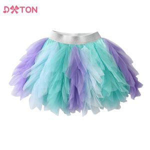 Rokken dxton nieuwe tutu rok voor meisjes kleur matching onregelmatige gaasmeisjes rok performance prinses rok peuters meisjes kleding 3-12y y240522