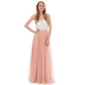 Jupes dynamique pêche rose tulle long pour la demoiselle d'honneur à la glissière de style zipper jupe tutu femmes