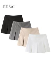 Rokken edsa dames elegante solide geplooide skort zomer mode hoge taille voor vrouwelijke mini rok shorts 230519