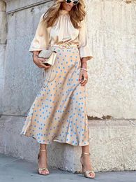 Gonne eleganti e chic da donna a pois stampate grande altalena a vita alta gonna lunga moda coreana abiti piuttosto formali per