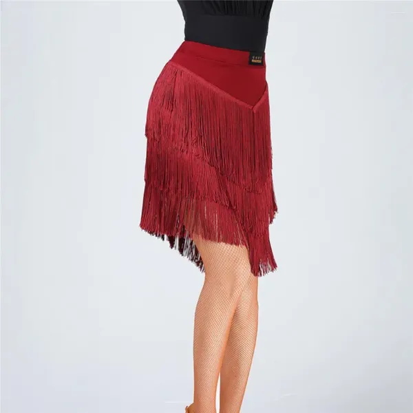 Faldas elegante falda con flecos cintura alta cintura alta borla de baile latino para mujeres entrenamiento profesional