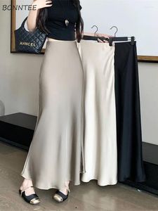 Jupes élégantes Maxi femmes minimaliste Vintage ample bureau dame mode d'été tout-match taille haute tendre décontracté Style français