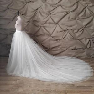 Faldas Extra Puffy Tul Tren De Boda Falda Nupcial Por Encargo 7 Capas Desmontable Largo Blanco