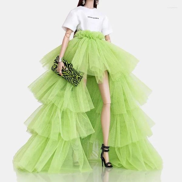 Jupes Fantaisie Vert Haute Basse Tutu Tulle Jupe Pour Femmes Puffy Et Big Tiered Mesh Bal Maxi Personnalisé Fête D'anniversaire Saia